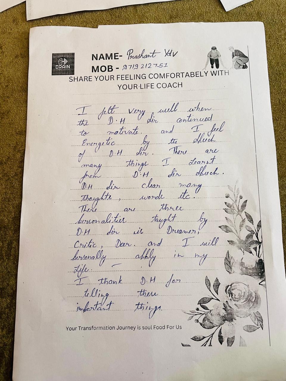 Handwritten Client Review 3