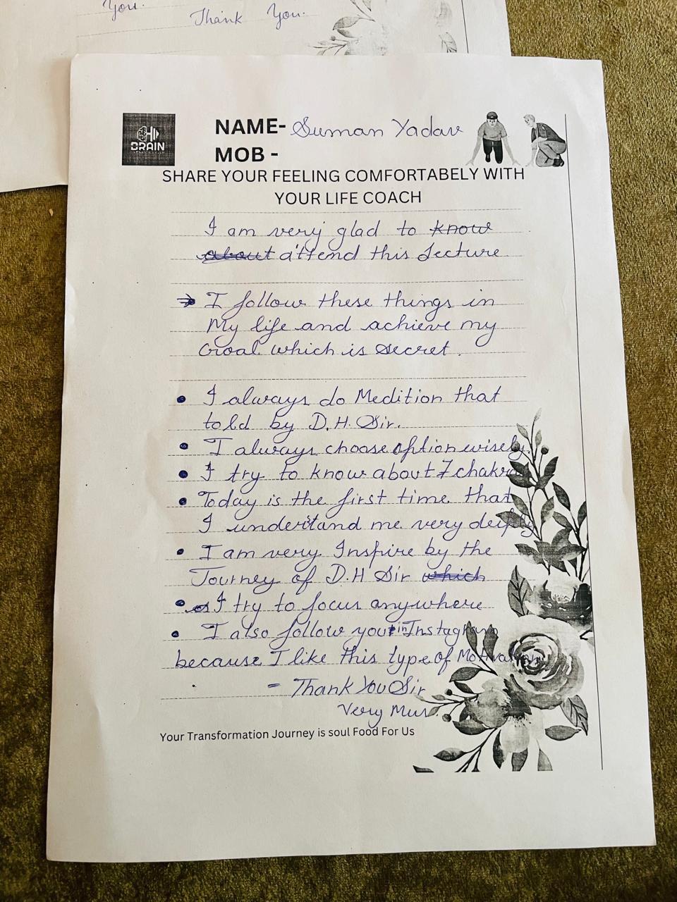 Handwritten Client Review 5